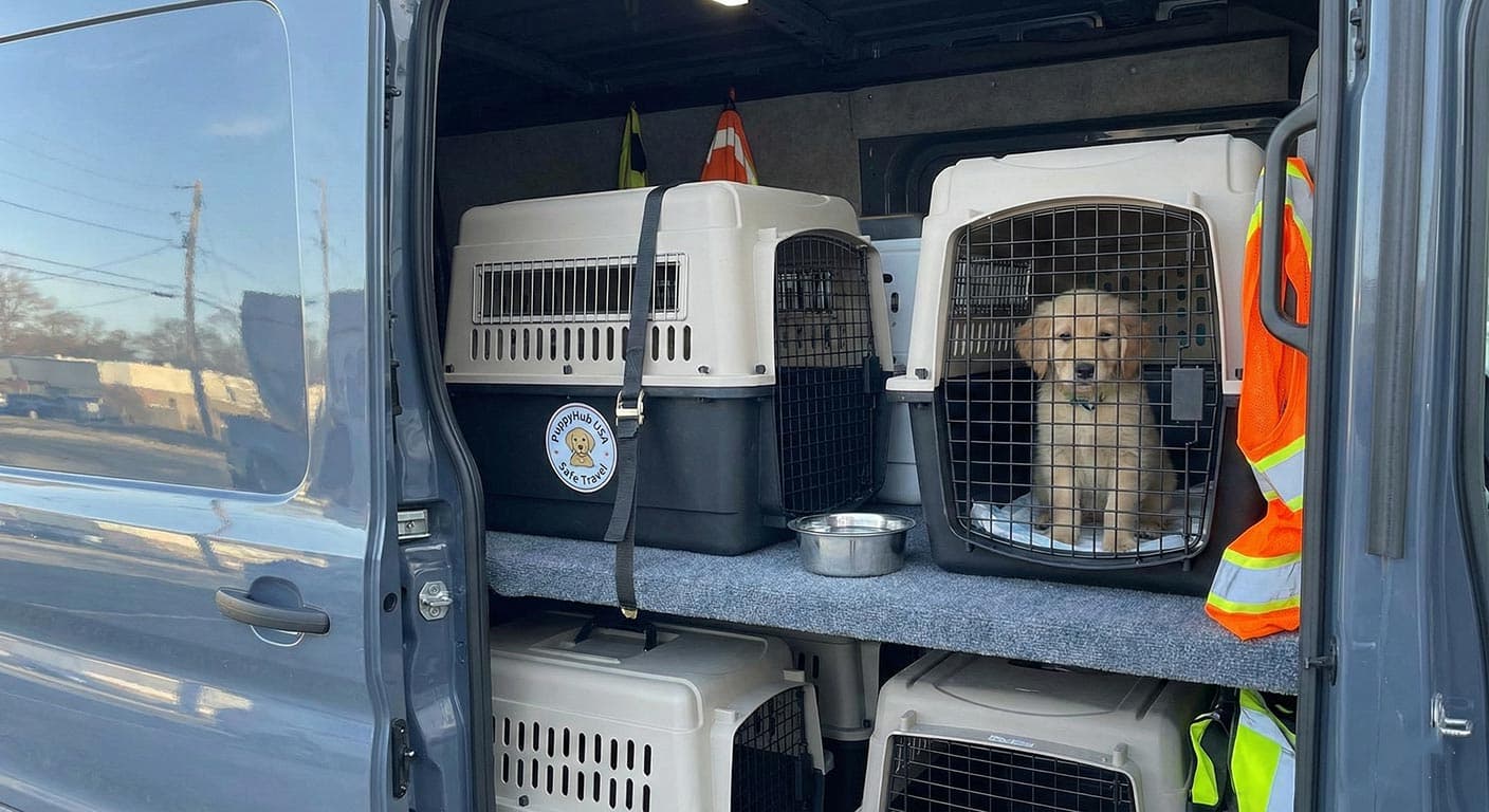 Puppy traveling safely